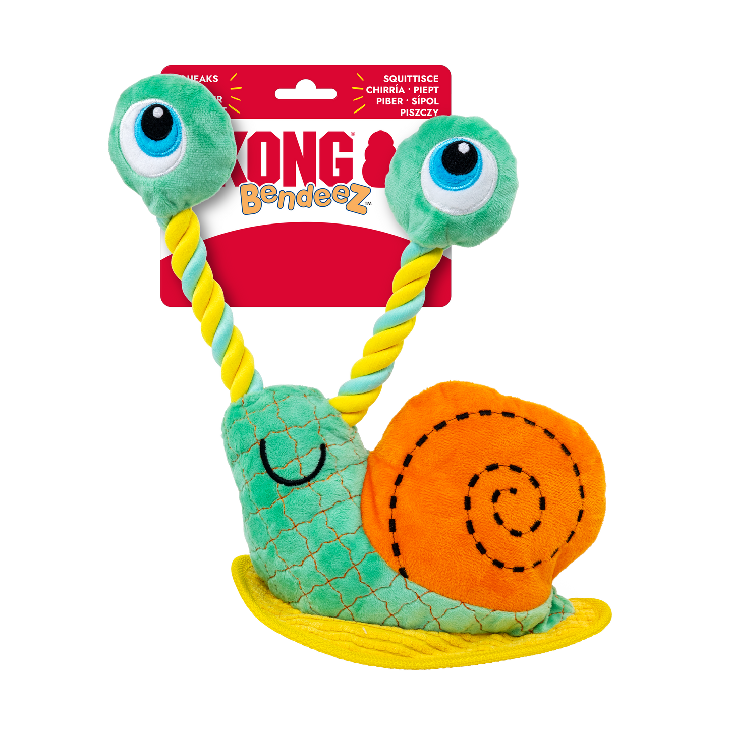 KONG Bendeez Snail Dog Toy Large Tough Plush Toy