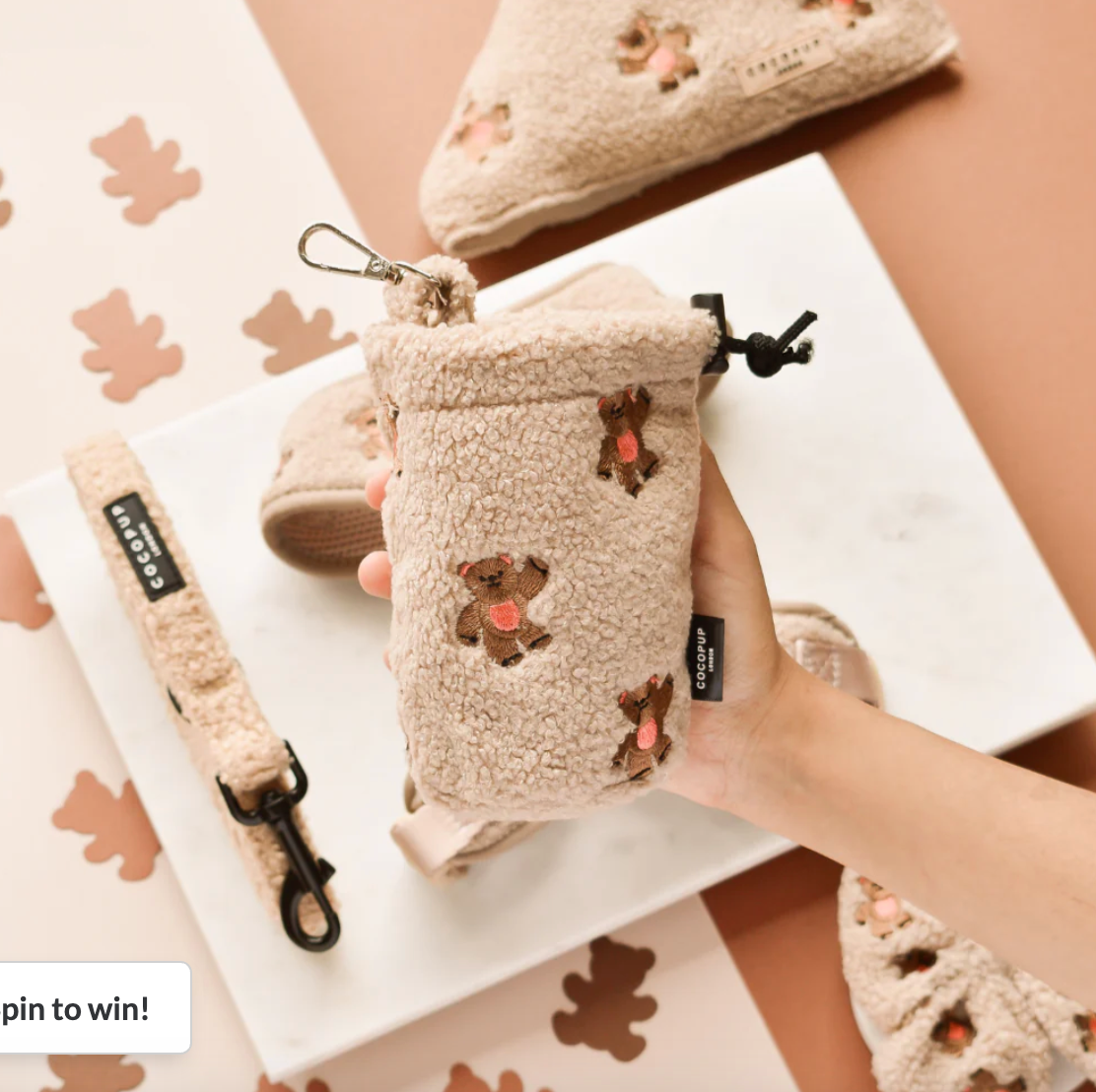 Drawstring Treat Pouch - Theo Embroidered Teddy