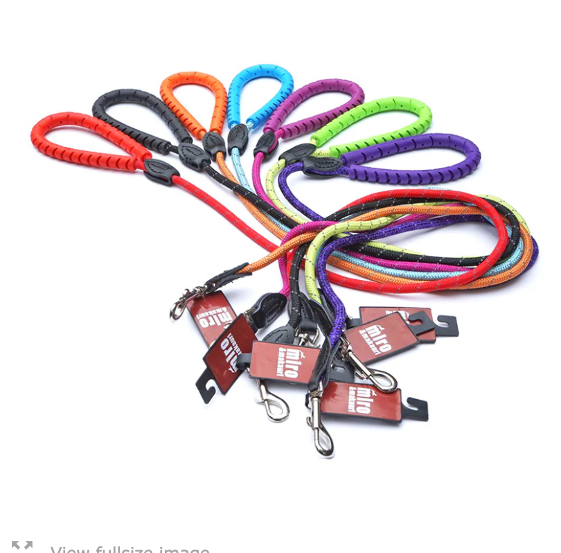 Miro&Makauri Dog Slip Lead w Fig 8 Training Aid - Bright Colours & Reflective Thread with "RUBBER HANDLE GRIP"