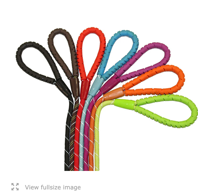 Miro&Makauri Dog Slip Lead w Fig 8 Training Aid - Bright Colours & Reflective Thread with "RUBBER HANDLE GRIP"