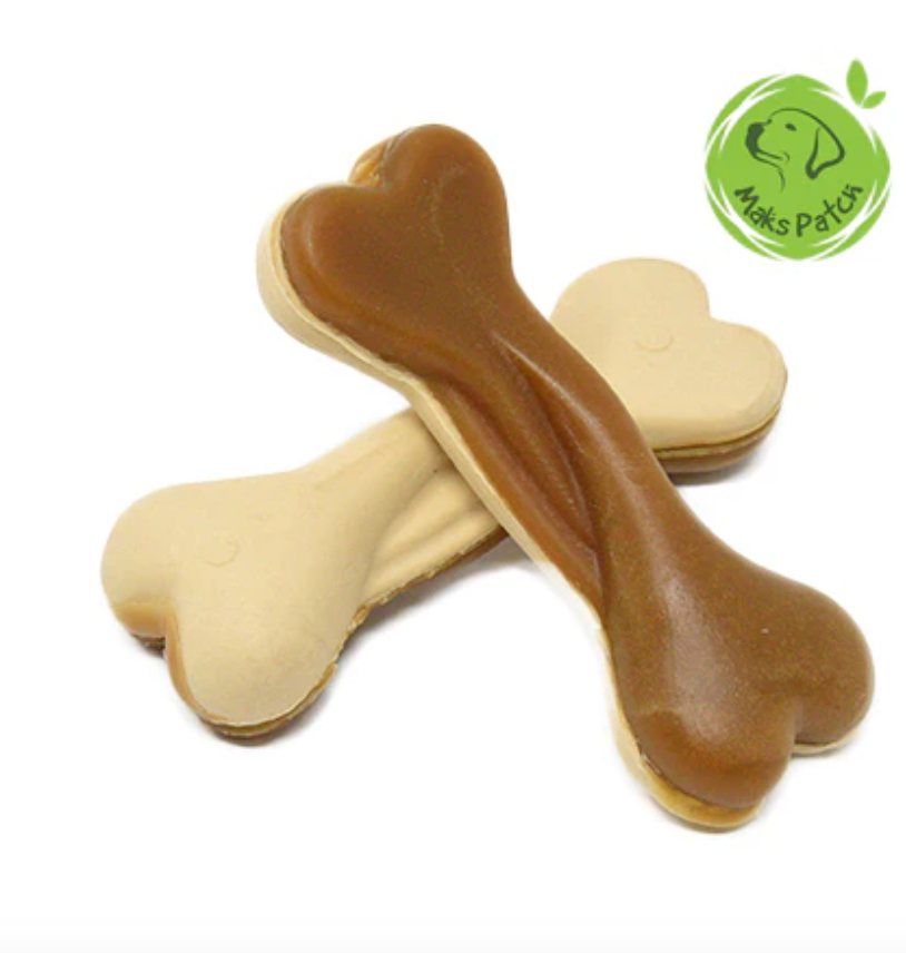 Vegan Dog Chews - Maks Patch Peanut Butter Dual Bones. Small