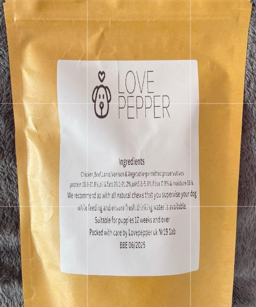 Love Pepper Natural Treats Just Sausages - 2 Jumbo Beef 4 Mini Chicken & 4 Mini Venison Sausages - £5.00 Food