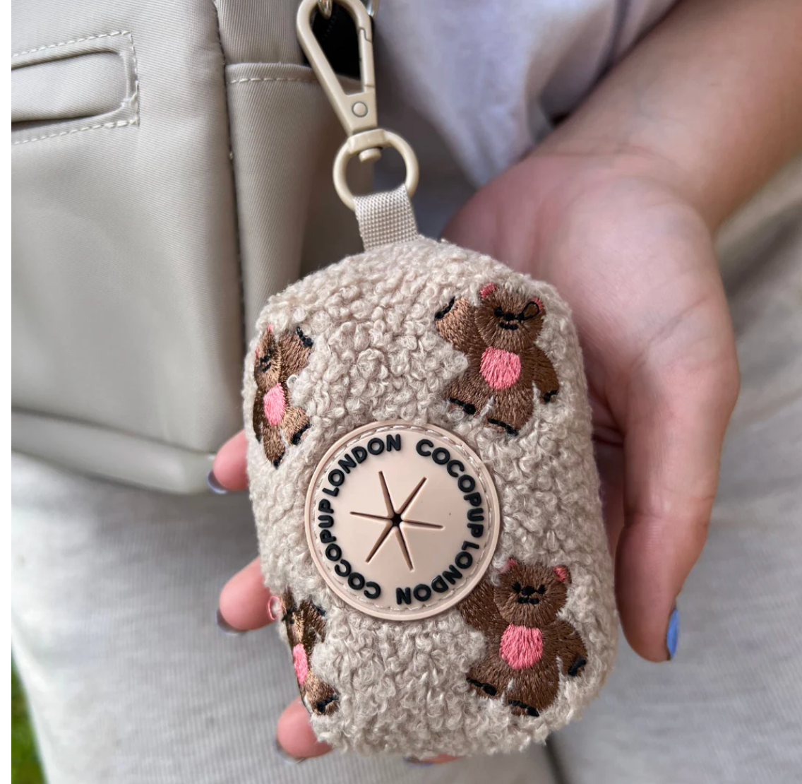 Theo Embroidered Teddy Poop Bag Holder