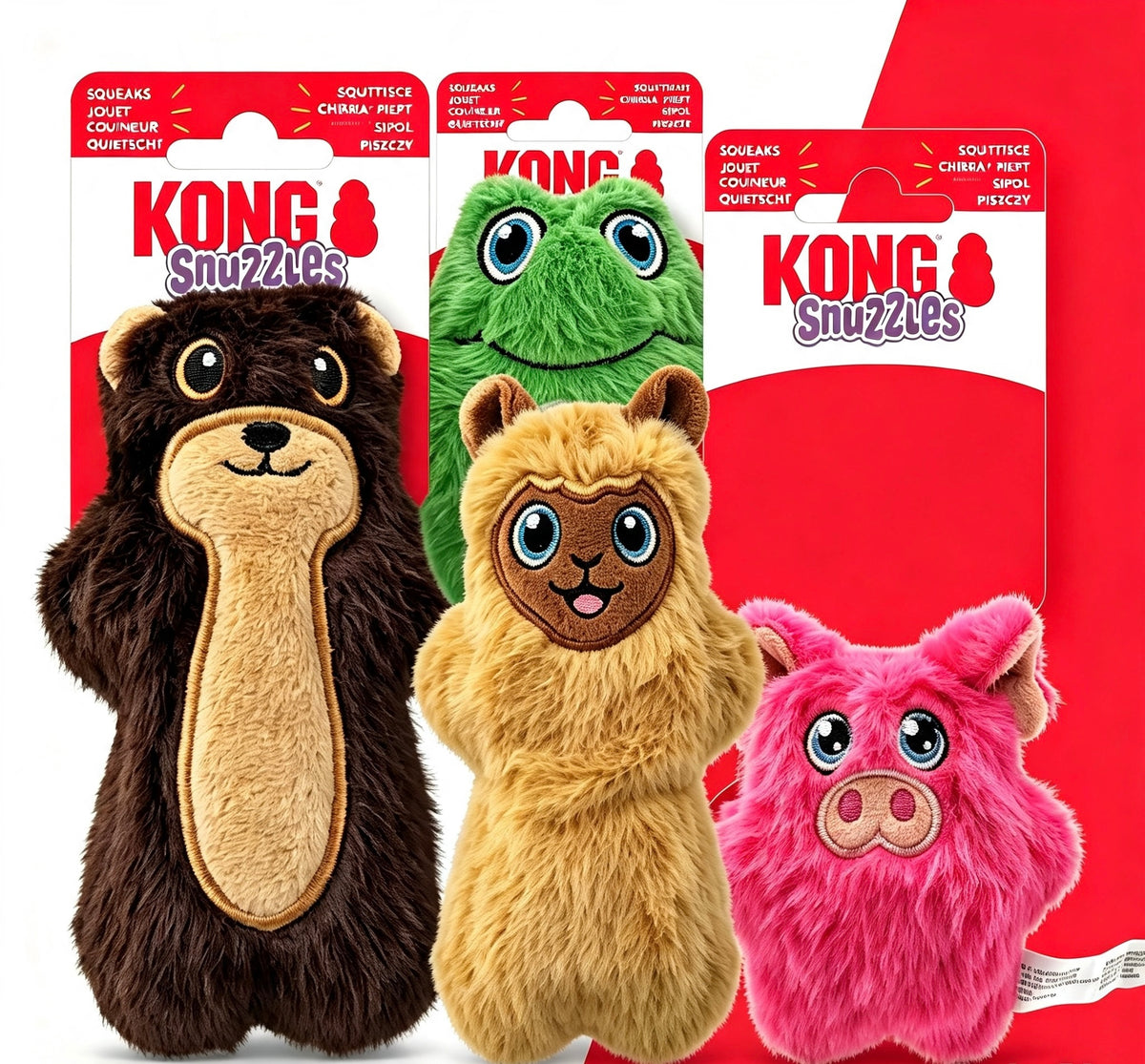 KONG Snuzzles Xsmall Dog Toy - Mini Llama-Mini Otter-Mini Frog-Mini Pig