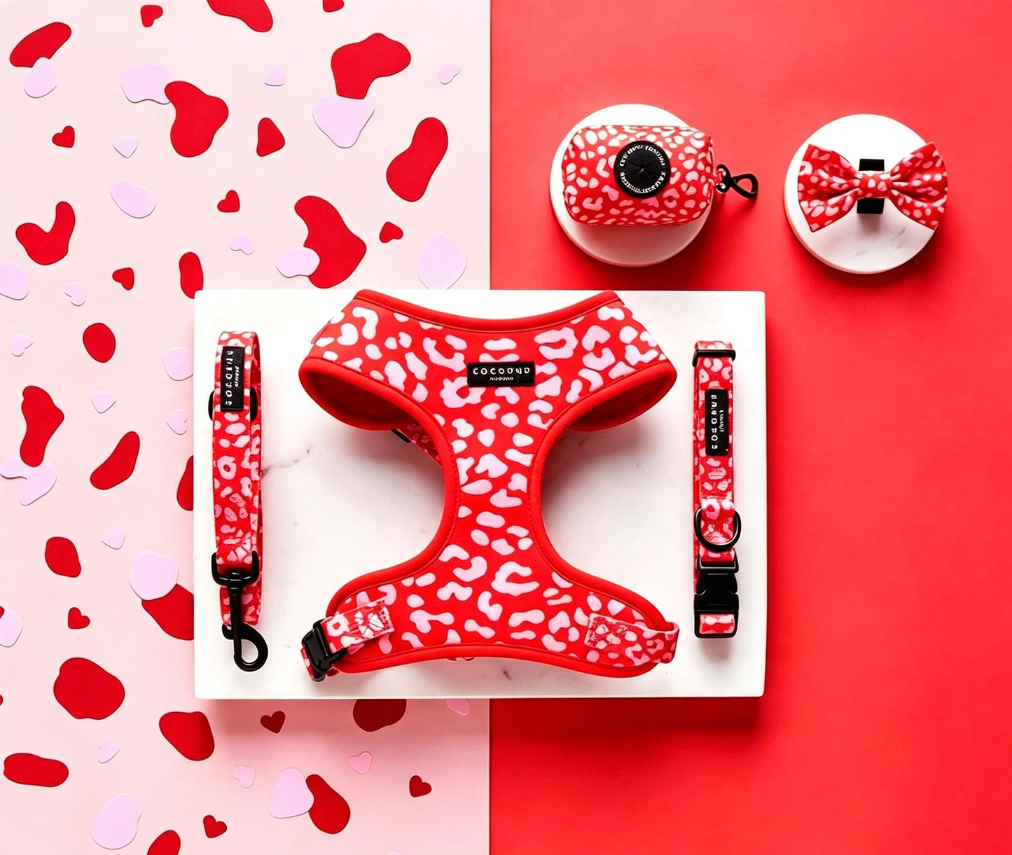 COCOPUP Red & Pink Leopard Adjustable Neck HARNESS