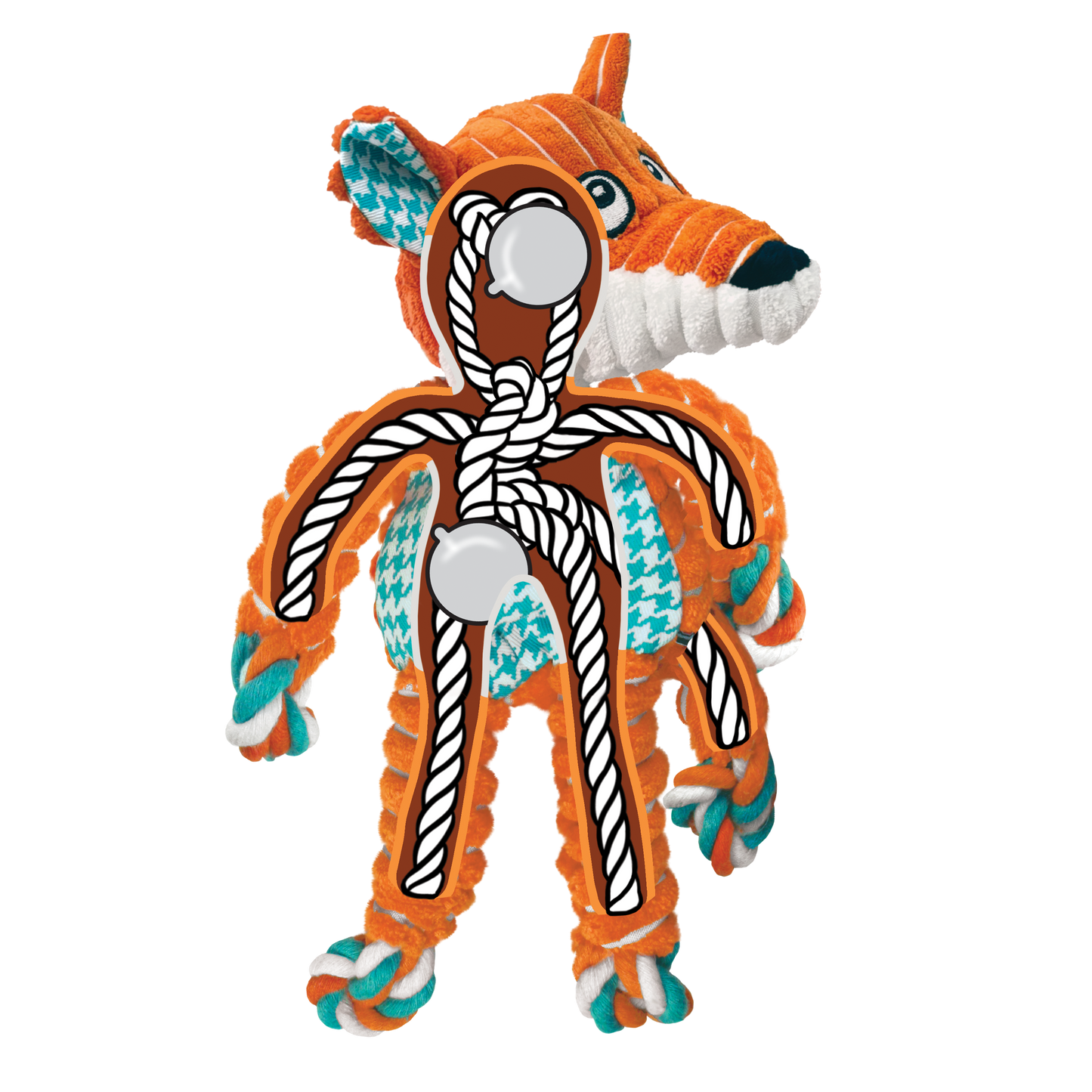 KONG Floppy Knots Fox - Small/ Medium KONG Floppy Knots are the newest arrival in the Knots tribe with a cheerful, floppy design allowing for great thrashing fun.