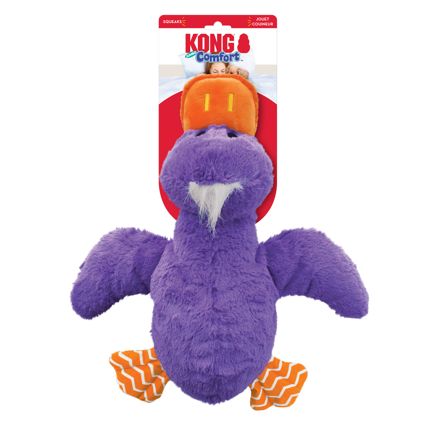KONG Comfort Jumbo Plush Dog Toy - Yellow Duck-Purple Duck