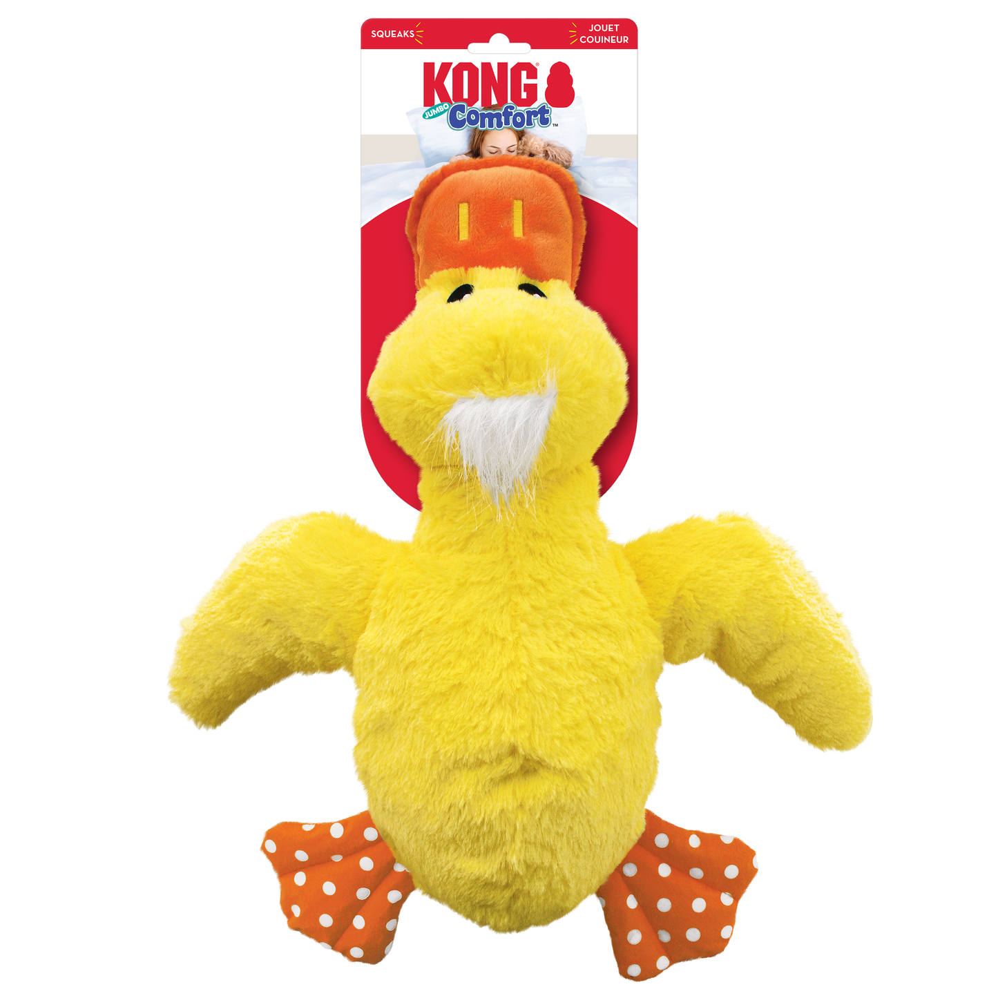 KONG Comfort Jumbo Plush Dog Toy - Yellow Duck-Purple Duck