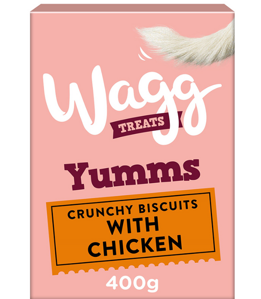 Wagg Yumms Crunchy Biscuits with Chicken  And With Liver Dog Treats 400g chews
