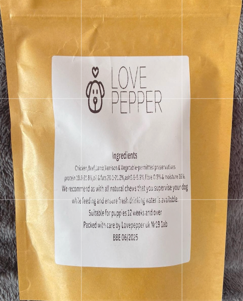 Love Pepper Natural Treats Just Sausages - 2 Jumbo Beef 4 Mini Chicken & 4 Mini Venison Sausages - £5.00 Food