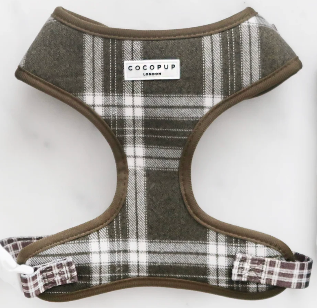 COCOPUP Olive Check Adjustable Neck HARNESS