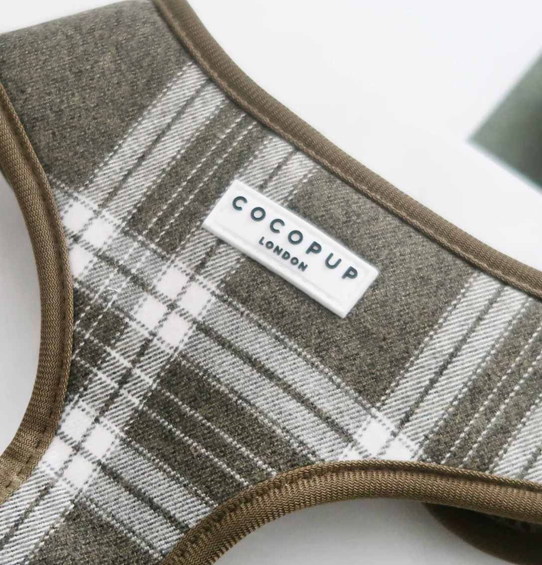 COCOPUP Olive Check Adjustable Neck HARNESS