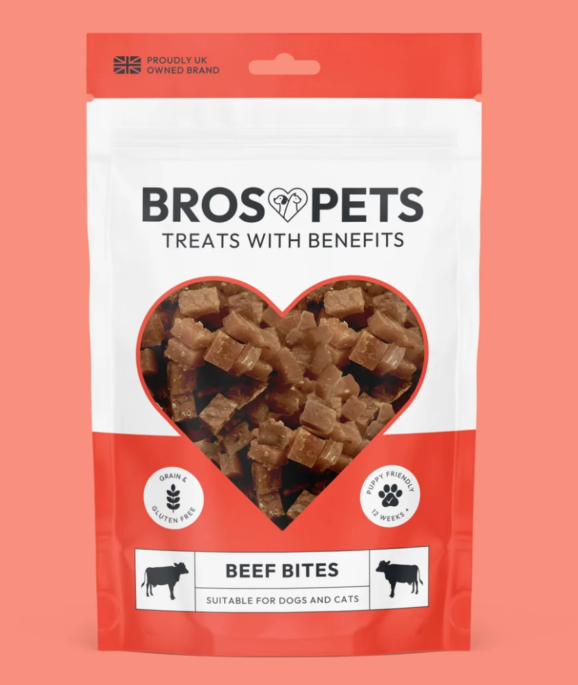Bros Pets Treats Our Bites are the ultimate healthy snack for your pets, made with premium, single protein sources. Ideal for training or treating, these grain-free and gluten-free bites are packed with nutrients to support your pet's well-being.