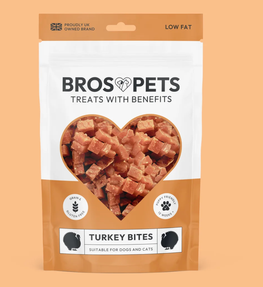 Bros Pets Treats Our Bites are the ultimate healthy snack for your pets, made with premium, single protein sources. Ideal for training or treating, these grain-free and gluten-free bites are packed with nutrients to support your pet's well-being.