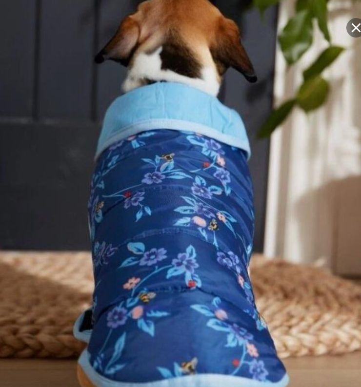 Cath Kidston reversible puffer jacket in Midnight Blue Greenwich Flowers