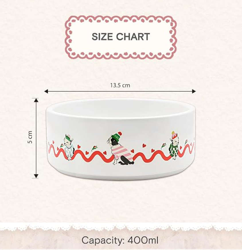 Cath Kidston Hearts and Roses Ceramic Pet Bowls in two different sizes