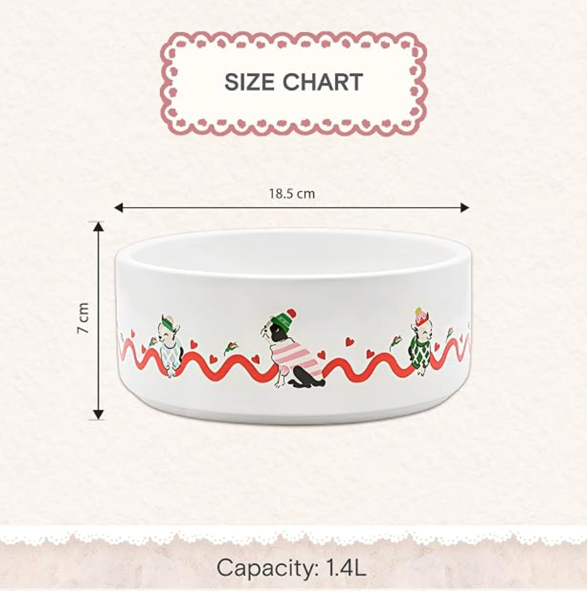 Cath Kidston Hearts and Roses Ceramic Pet Bowls in two different sizes
