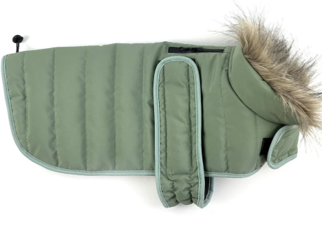 Khaki Green Puffer Dog Coat