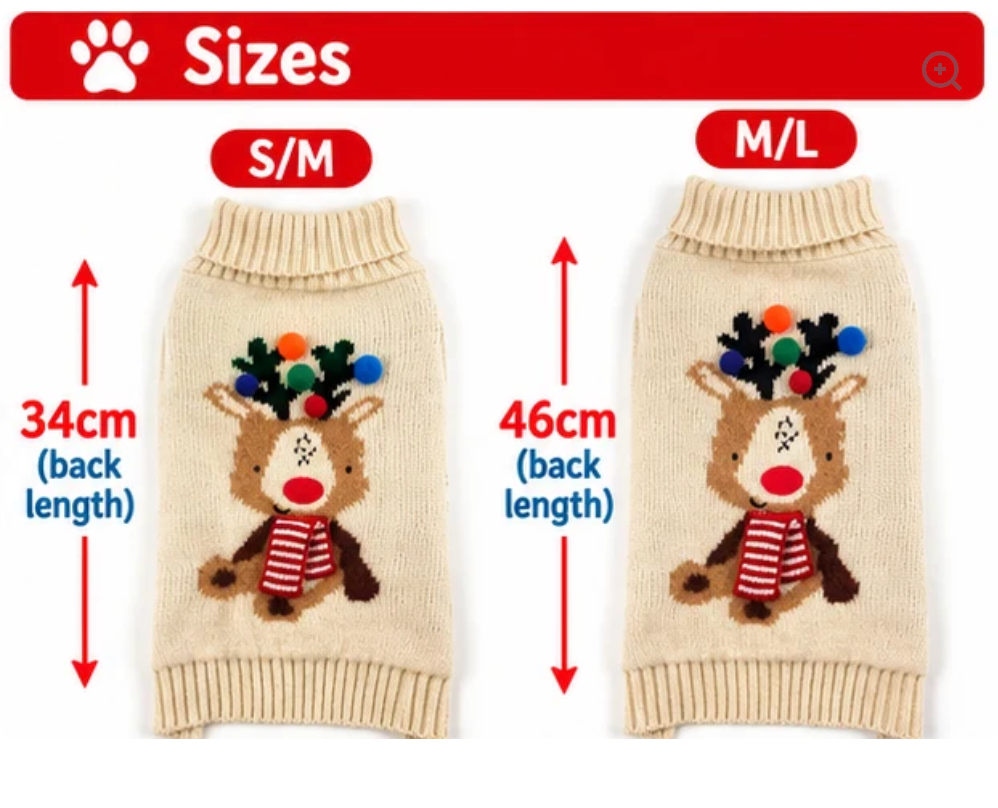 Happy Pet Reindeer Bobble Christmas Dog Sweater 🦌 Festive Knitted Jumper