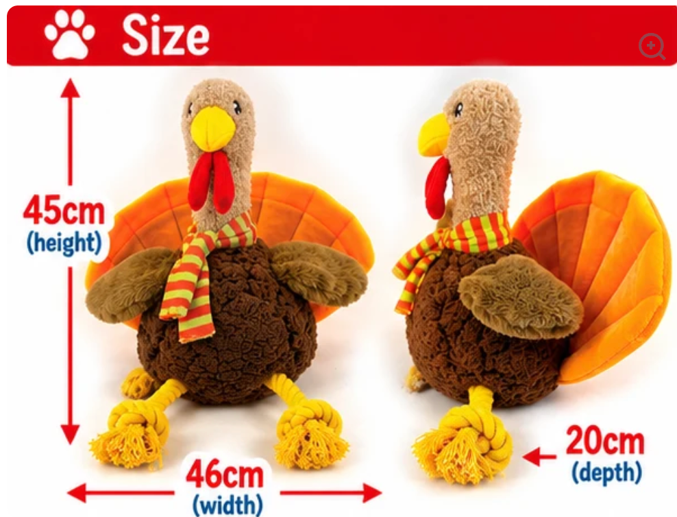 Jumbo Tommy Turkey 🦃 Plush Christmas Dog Toy by Happy Pet