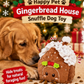 Happy Pet Gingerbread House Snuffle Dog Toy Treat Puzzle Foraging Christmas Fun and red velvet plush dog toy