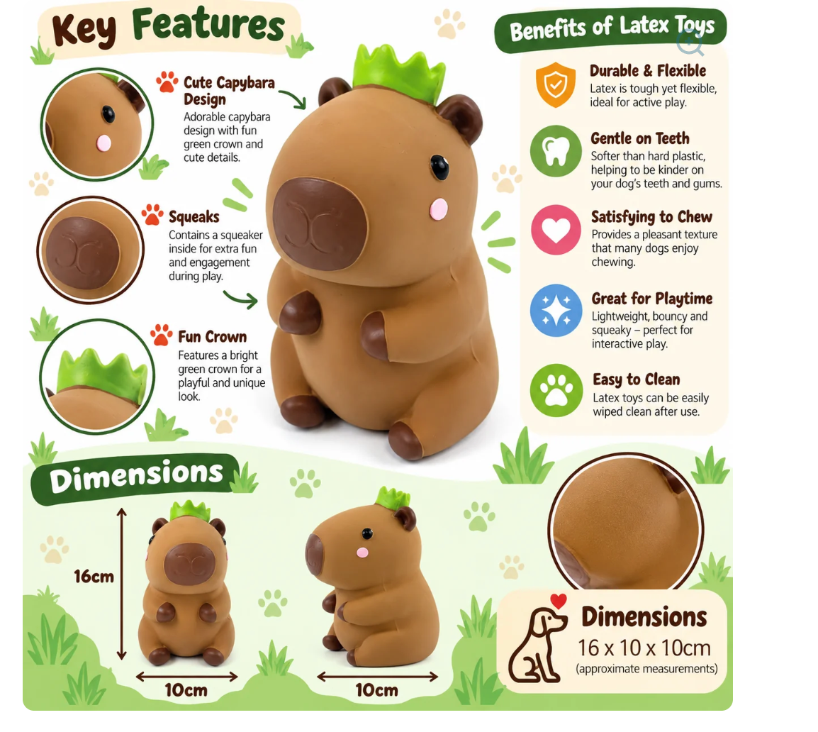 Latex Corby Capybara 🦫 Christmas Dog Toy by Happy Pet