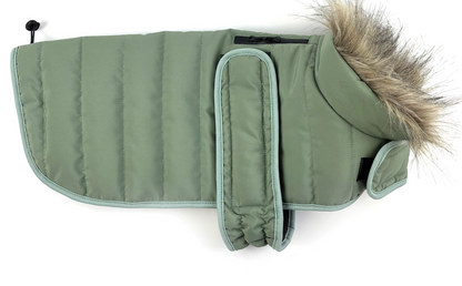 Khaki Green Puffer Dog Coat