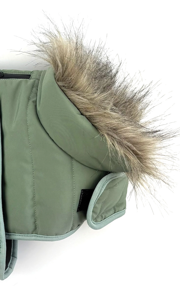 Khaki Green Puffer Dog Coat