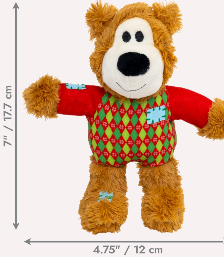 KONG Holiday Christmas Knot Bear in two sizes , perfect gift for Dogs and Puppies