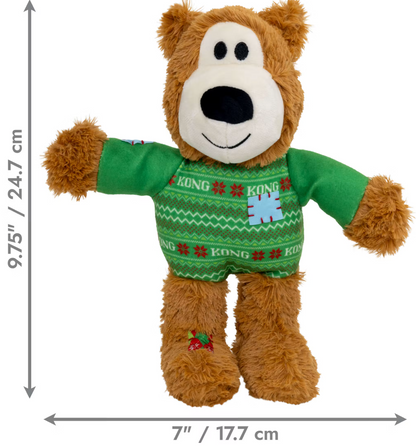 KONG Holiday Christmas Knot Bear in two sizes , perfect gift for Dogs and Puppies