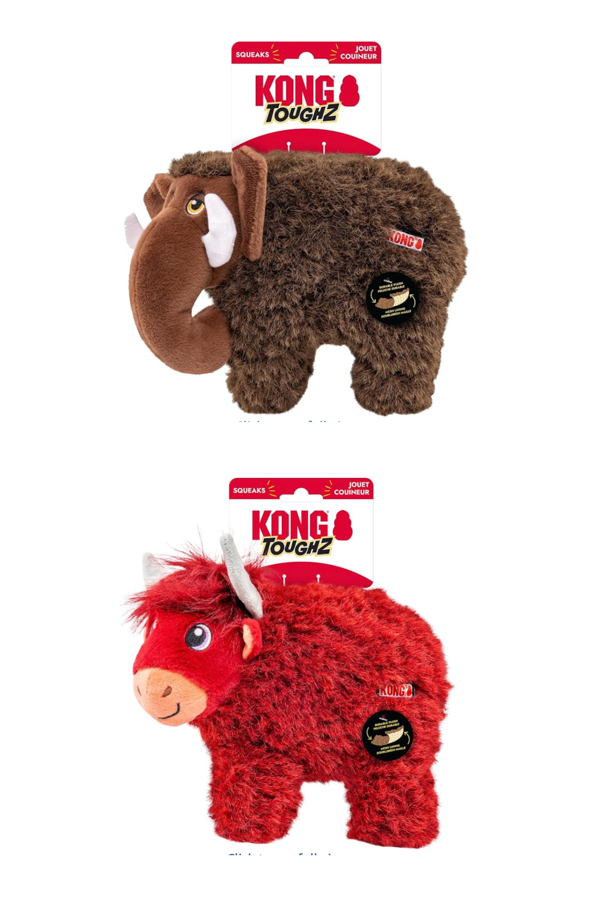 KONG TOUGHZ toy range including Highland Cow and Mammoth