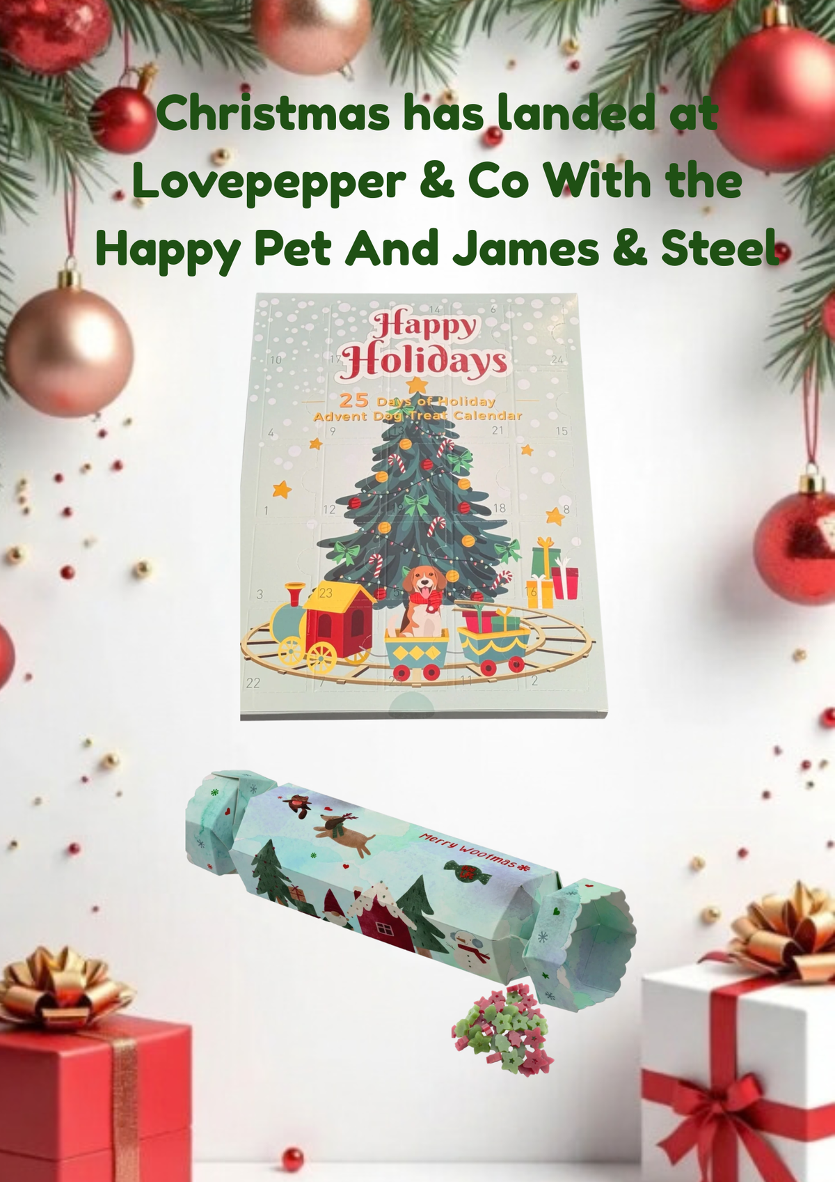 Happy Pet Happy Holidays 25-Day Dog Advent Calendar And Zero Hide Merry Woofmas Cracker