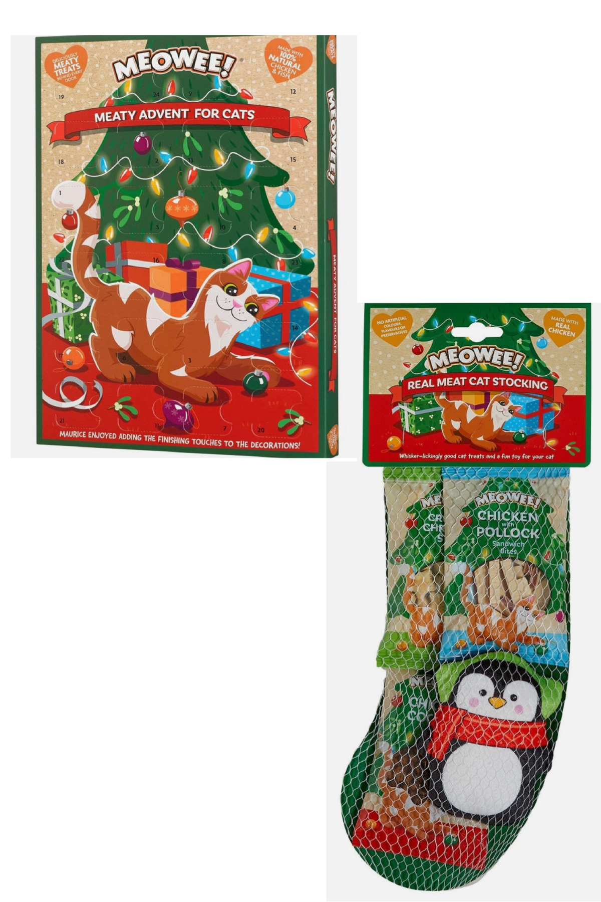 Meowee Cat Christmas Advent Calender and Cat Christmas Stocking
